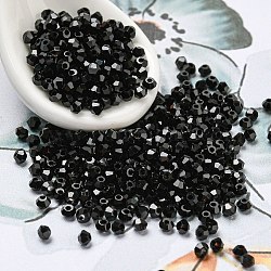 Perline di vetro palccato, sfaccettato, bicono, nero, 2x2mm, Foro: 0.7 mm, su 720 pc / sacchetto.
