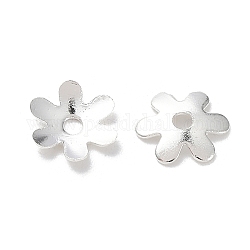 Messing Perle Kappen & Kegel Perlen, cadmiumfrei und bleifrei, 6-Blütenblatt Blüte, 925 Sterling versilbert, 6x5.5x1 mm, Bohrung: 1.2 mm