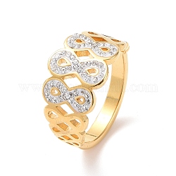 Anello da dito infinito con strass di cristallo, placcatura ionica (ip) 304 gioielli in acciaio inossidabile per donna, oro, misura degli stati uniti 7 1/4 (17.5mm)