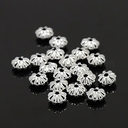 Plating Plastic Acrylic Flower Beads, Silver Plated, 7x4mm, Hole: 1.5mm, about 7500pcs/pound