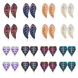 Perles de verre galvanoplastie fashewelry, feuille, couleur mixte, 200 pcs / boîte