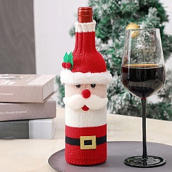 Рождественский рукав для бутылки вина из акрилового волокна, для вина подарочная упаковка украсить, Дед Мороз, 285~290x97x15~23 мм