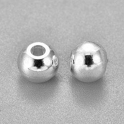 304 perline in acciaio inossidabile, tondo, argento, 6x5mm, Foro: 2 mm
