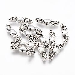 Tibetan Style Alloy Beads, Cadmium Free & Lead Free, Heart, Antique Silver, 24x7x4mm, Hole: 1mm