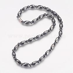 Magnétiques colliers de perles d'hématite synthétique, avec fermoir magnétique, platine, 20.5 pouce (52 cm)