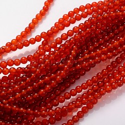 Perles en pierres gemme, cornaline naturelle, teinte, ronde, 4mm, Trou: 0.8mm, Environ 94 pcs/chapelet, 15~16 pouce