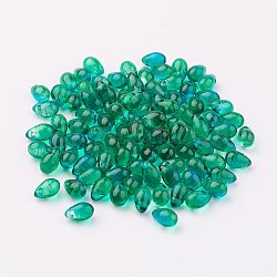 Transparent Resin Beads, Top Drilled Beads, Teardrop, Dark Cyan, 7x5mm, Hole: 1mm