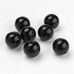 Imitated Pearl Acrylic Beads, Round, Black, 18mm, Hole: 2mm, about 170pcs/500g