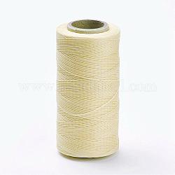 Cordes plates en polyester ciré, blé, 1x0.3mm, environ 284.33 yards (260 m)/rouleau