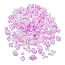 Kit de recherche de fabrication de bijoux de style imitation perle, bricolage, y compris perle en plastique, cabochon, lien et pendentifs, papillon/éventail/fleur/queue de poisson/formes rondes, violette, 6~40x10~40x2.5~12mm, Trou: 1.4~3.2mm, environ 645 pcs/500 g