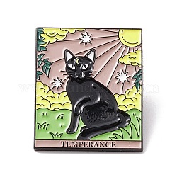 Temperanza parola smalto pin, distintivo della lega dei tarocchi del gatto per i vestiti dello zaino, elettroforesi nera, modello del sole, 30.5x25.5x1.5mm, ago :1mm