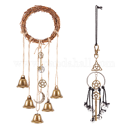 Gorgecraft 2 campana de bruja de 2 estilos, protección para colgar en la puerta, campanas de viento de bruja, campanas mágicas de protección para el hogar, hechas a mano, energía negativa clara, suministros de brujería, regalo de bruja boho para decoración wicca