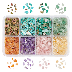 Olycraft natürliche & synthetische gemischte gemston chip perlen, kein Loch / ungekratzt, 2~8x2~4 mm, 8 Materialien, 27 g / Material, 216 g / box