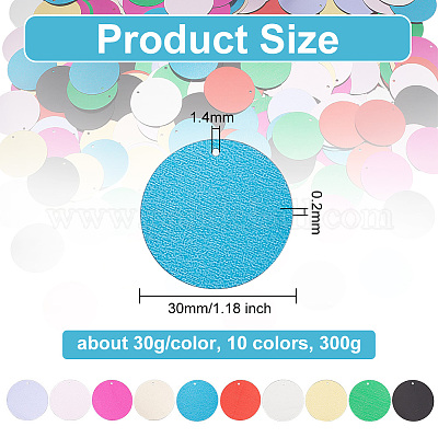  OLYCRAFT 300G 10 Colors Large Craft Sequins 1.2 Inch Loose  Sequins with Hole Colorful Sequins Craft Paillettes Round Loose Sequins  Embellishment Sequins for Jewelry Making DIY Sewing Crafts