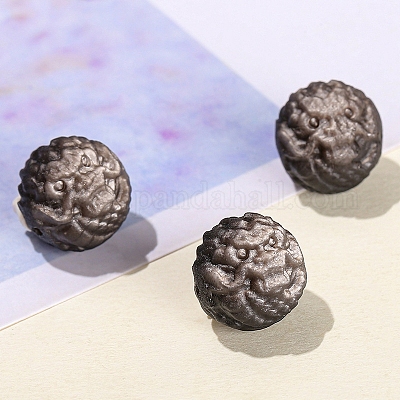 Perles d'obsidienne en argent naturel&nbsp;PW-WG68458-01-1