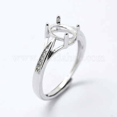 Componentes de anillo de dedo de plata esterlina chapada en rodio antideslustre 925&nbsp;STER-G027-17P-1