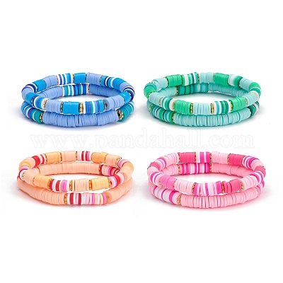 Wholesale Handmade Polymer Clay Heishi Beads Stretch Bracelets Set 