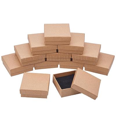 16 Pcs 7cm/2.7 Inches Square Burlywood Cardboard Bead Paper Gift Box for Jewellery Bracelet Necklace Crafts Birthday Christmas Festival Present Storage NBEADS Box 