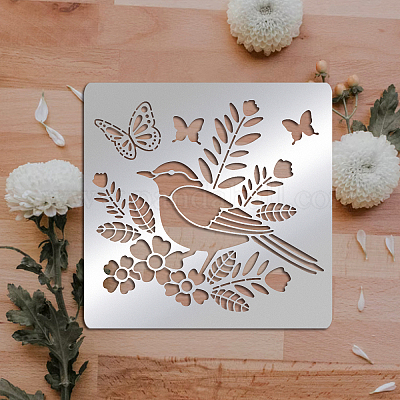 Wholesale FINGERINSPIRE Metal Bird Floral Stencil 15.6cm Square Bird  Butterfly Scrapbooking Drawing Stencils Stainless Steel Flower Stencils for  Engraving 