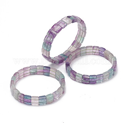 Bracciali elasticizzati con gemme di fluorite naturale&nbsp;BJEW-F406-B06-1