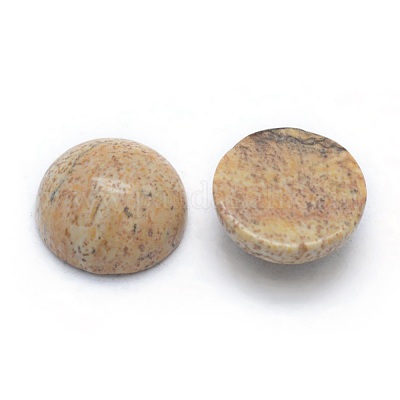 Natur Bildjaspisses cabochons&nbsp;G-P393-R51-8MM-1