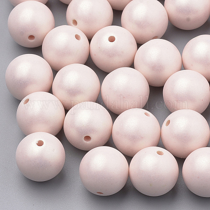 スプレープリントアクリルビーズ  ラバー加工  ラウンド  ピンク  8mm  穴：1mm  約1800個/500g MACR-T010-8mm-06-1