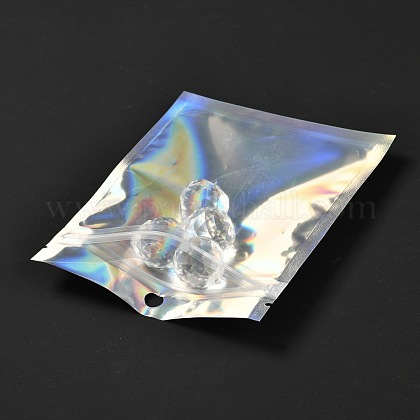 長方形ジップロックプラスチックレーザーバッグ  再封可能なバッグ  透明  14.9x10.5cm  穴：8mm  片側の厚さ：2.7ミル（0.07mm） OPP-I002-01B-1