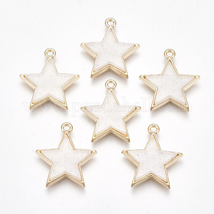 合金ペンダント プラスチックと スター ライトゴールド 乳白色 23x21x3 5mm 穴 1 8mmの通販 Jp Pandahall Com