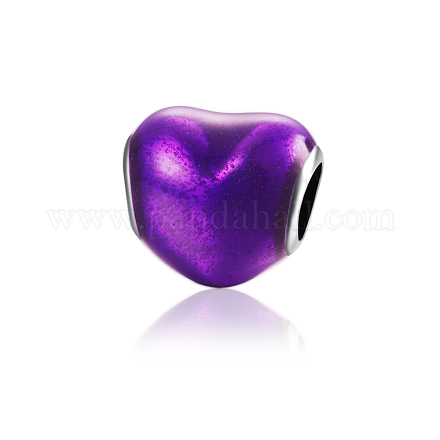 Сердце 925 стерлингового серебра эмаль Европейский стопорные шарики STER-BB15850-1