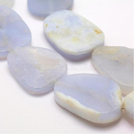 Calcédoine bleue naturelle chapelets de perles G-E381-06-1