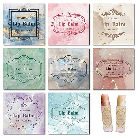 Craspire 80 pièces 8 styles autocollant d'étiquette bricolage baume à lèvres personnalisé DIY-CP0007-95R-1