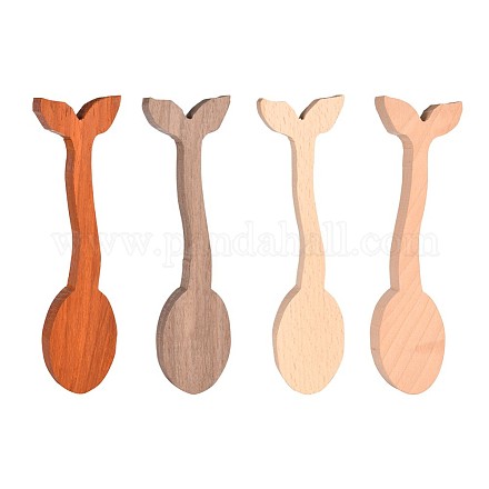 4 cuchara tallada en madera sin terminar de colores. DIY-E026-01-1