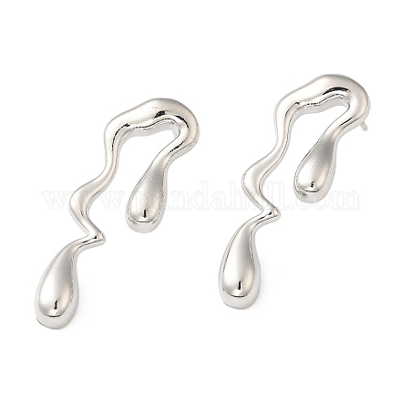 Rack Plating Brass Melting Teardro Dangle Stud Earrings for Women EJEW-Z019-01P-1