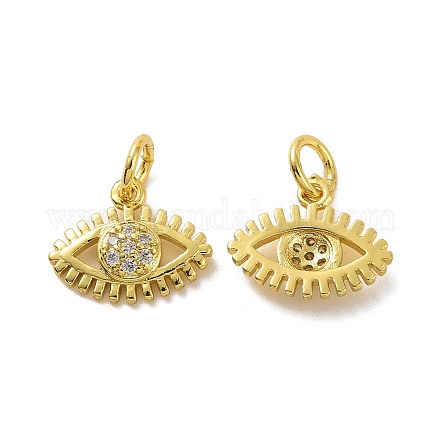 Brass Micro Pave Clear Cubic Zirconia Charms KK-E068-VF069-1