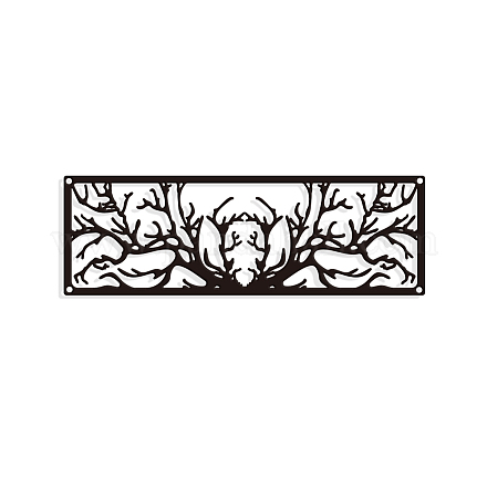 鉄の壁の芸術の装飾  フロントポーチ用  リビングルーム  キッチン  マットなスタイル  ブランチ  300x100x1mm HJEW-WH0067-219-1