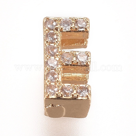 Golden Plated Brass Micro Pave Cubic Zirconia Slide Charms ZIRC-L075-61E-G-1