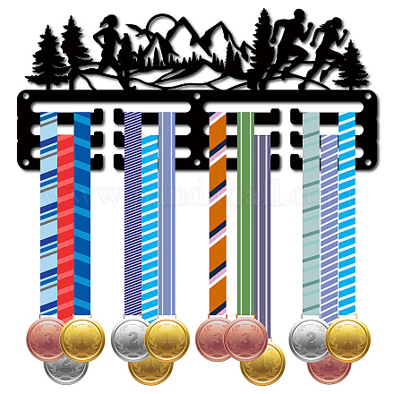 CREATCABIN Mountain Running Medal Holder Display Medal Hangers Rack Sports Metal Hanging Awards Iron Small Mount Decor Awards for Wall Home Badge Race Gymnastics Swimming Medalist Black 11.4 x 5.1Inch ODIS-WH0055-071-1