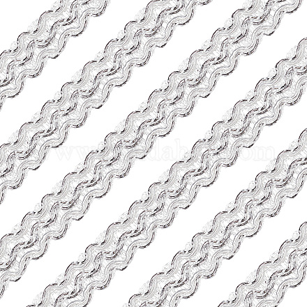 ポリエステル編組レースリボン  DIY工芸品  カーテン用  衣類  ソファの装飾  波の模様  銀  5/8インチ（15mm）  約12.58ヤード（11.5m）/ロール OCOR-WH0060-73B-1