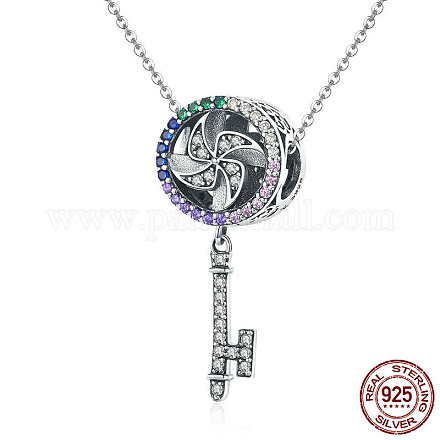 925 стерлингового серебра кубического циркония кулон ожерелье NJEW-FF0005-44AS-1