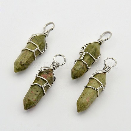 Faceted Bullet Platinum Tone Brass Gemstone Double Terminated Pointed Pendants G-J265-02-1