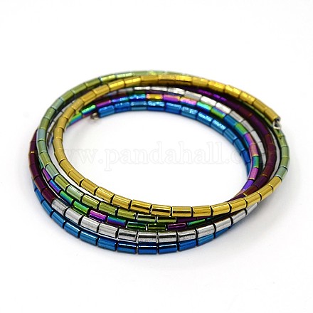 Unisex Five Loops Non-magnetic Synthetic Hematite Beaded Wrap Bracelets BJEW-O016-02-1