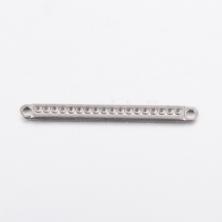304ステンレス製のコネクタラインストーンのセッティング  長方形  ステンレス鋼色  35.5x3x1.2mm  穴：2mm  1mmのラインストーンに適する STAS-G172-59P-1