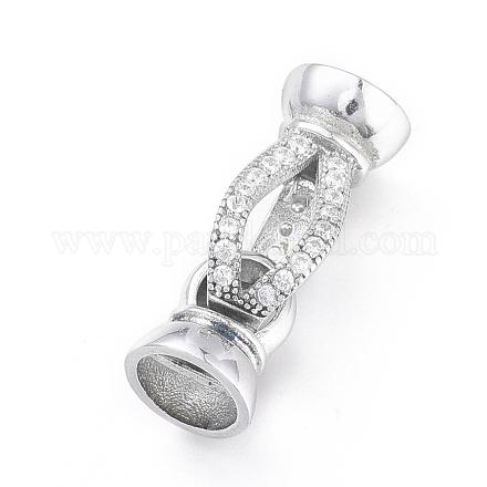 Platinum Plated Sterling Silver Rhinestone Watch Band Clasps STER-N014-14-1