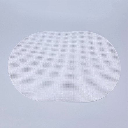 プラスチックメッシュキャンバスシート  刺繍用  アクリル毛糸クラフト  ニットとかぎ針編みのプロジェクト  オーバル  ホワイト  46x30.8x0.15cm  穴：2x2mm DIY-M007-05-1