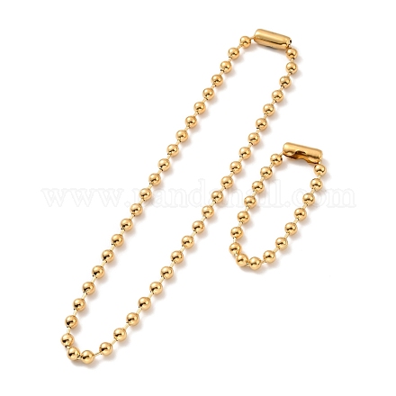 Vacuum Plating 304 Stainless Steel Ball Chain Necklace & Bracelet Set STAS-D181-01G-01C-1