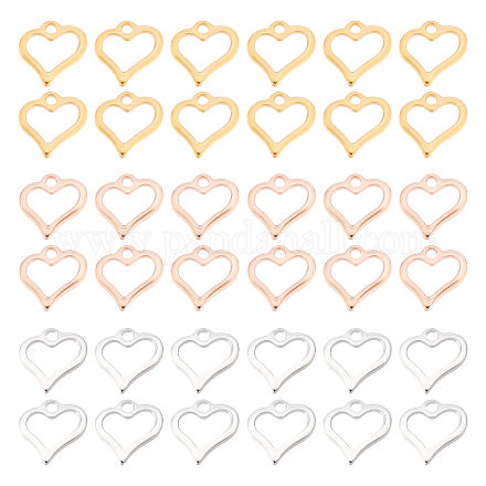 DICOSMETIC 60Pcs 3 Colors Heart Shaped Open Bezels Pendant Gold/Rose Gold/Silver Color Hollow Frame Charms for DIY Bracelet Earring Necklace Jewellry Making STAS-DC0007-60-1