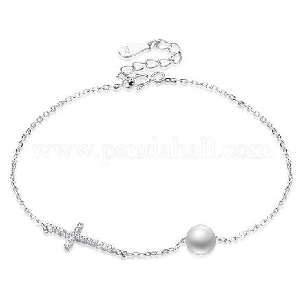 Romantique 925 bracelets en argent sterling avec perle BJEW-BB30929-1