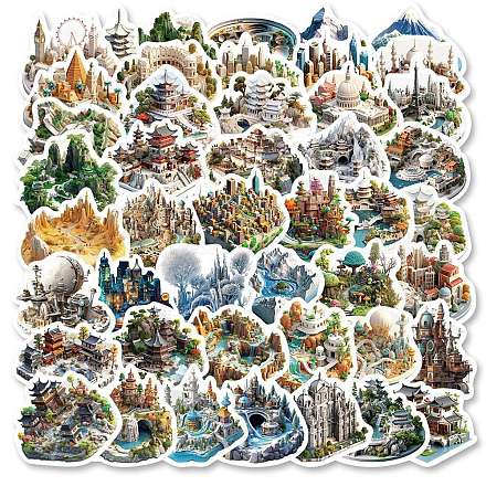 50 Stück Mini-3D-Landschafts-PVC-selbstklebende Cartoon-Aufkleber STIC-B001-18-1
