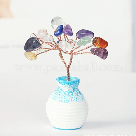 Vaso in resina con ornamenti per alberi in trucioli naturali e sintetici BOHO-PW0001-086B-06-1