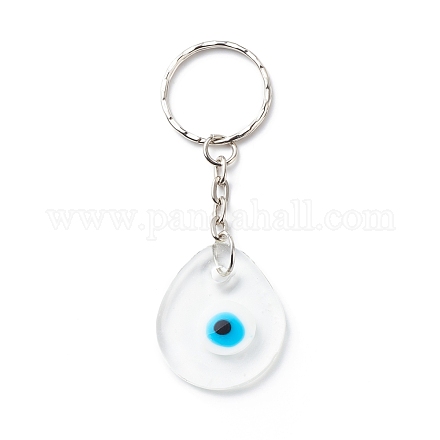 Teardrop Handmade Lampwork Evil Eye Pendants Keychain KEYC-JKC00379-03-1